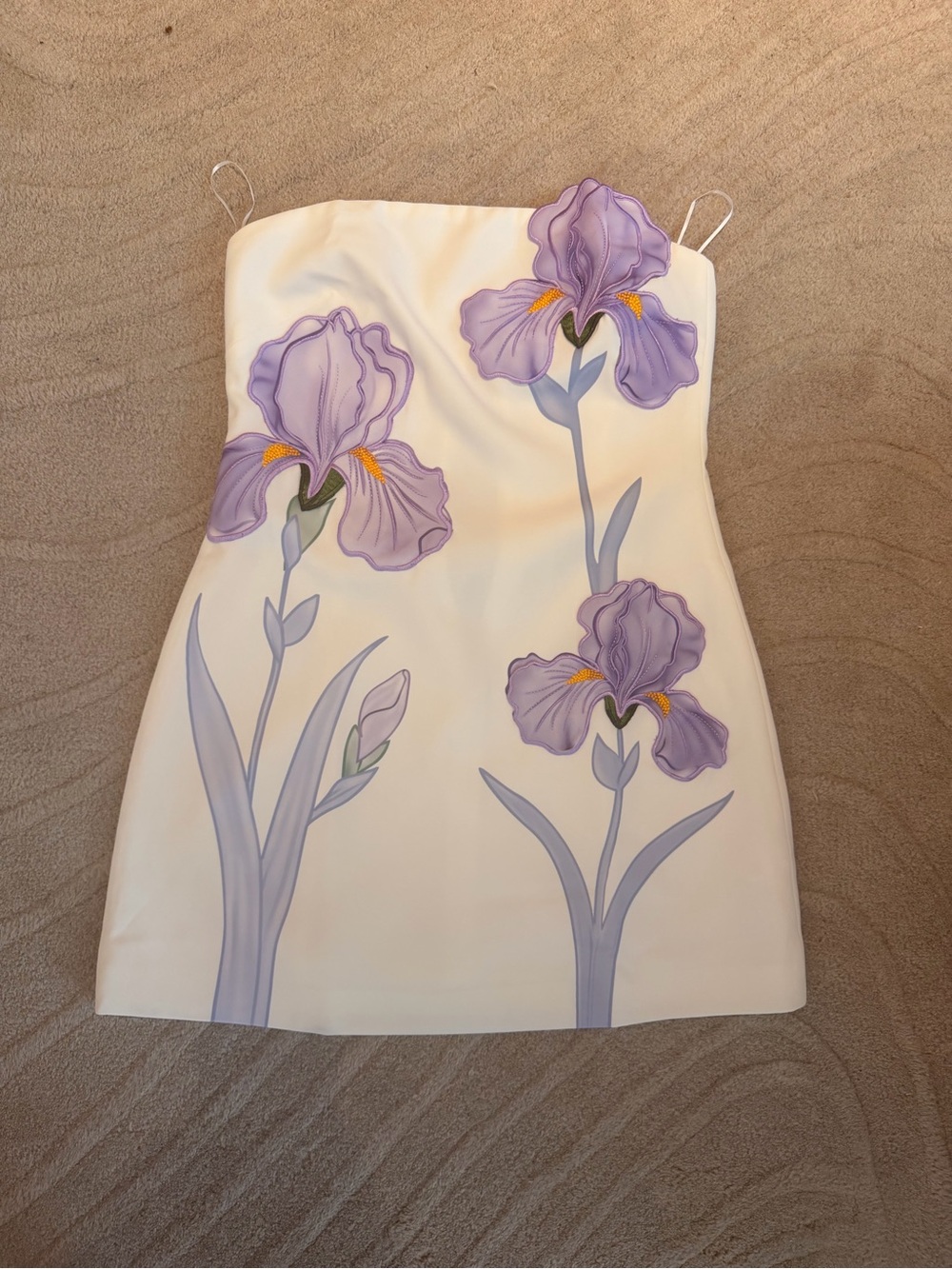 JW PEI White Mini Dress with Lavender Iris Motif - Never worn